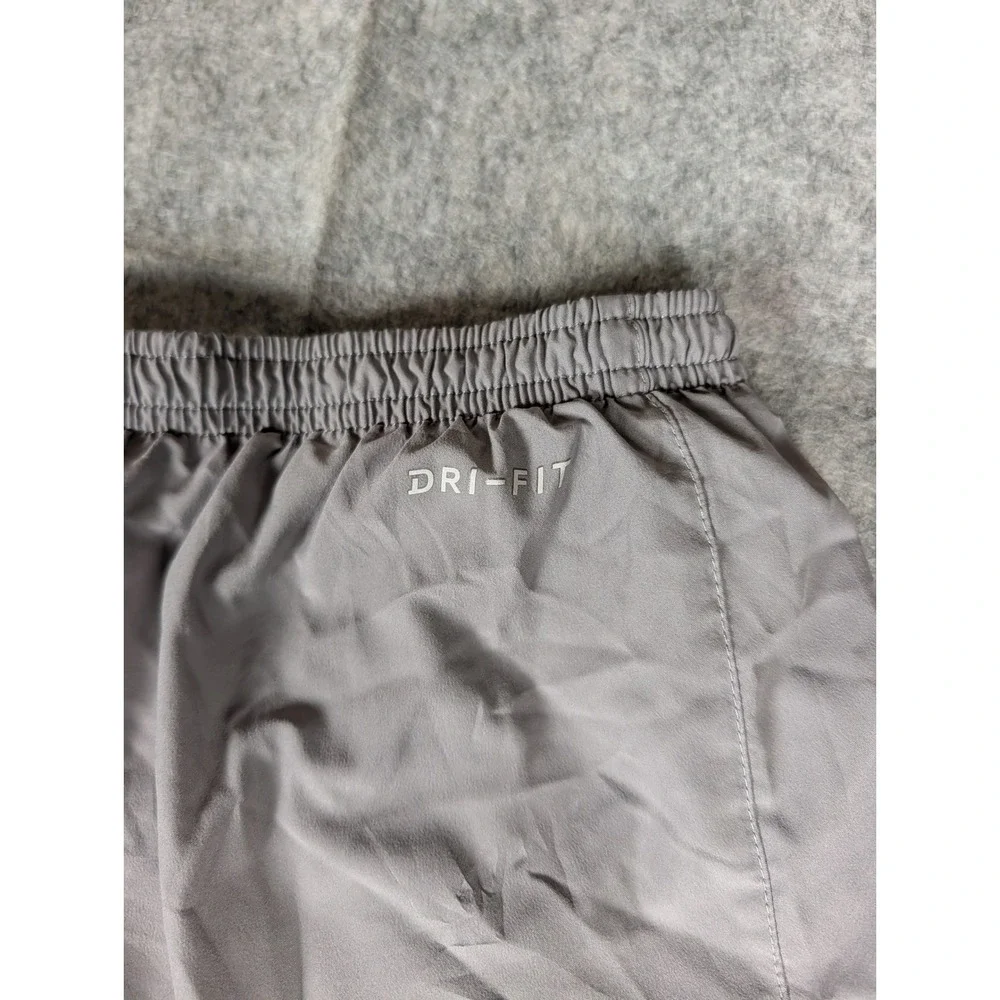 Nike Dri-FIT Mens Running Shorts Grey Mesh Side Panels Reflective Swoosh Logo